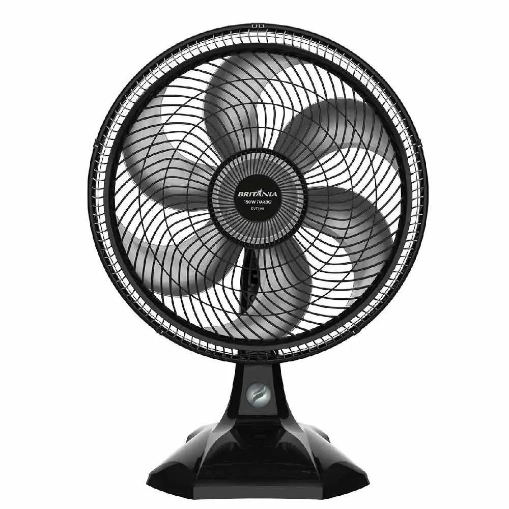 [1ª Compra R$ 112,40] Ventilador de Mesa 40cm 6 Pás Maxx Force Britânia BVT400 Preto com Prata 127V