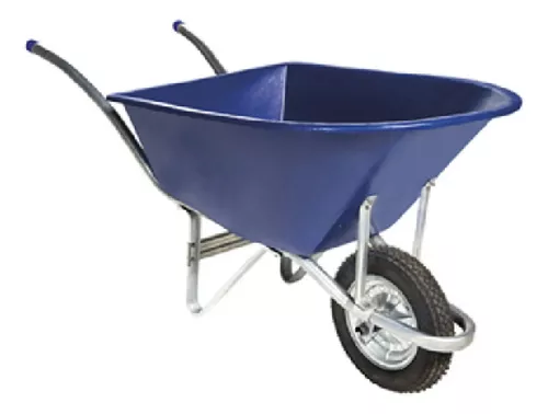 Carrinho Pneu Câmara Caçamba Plástica 90lt Azul - Metalosa