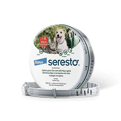 Coleira Seresto® Anti-carrapatos e pulgas para cães e gatos de até 8kg