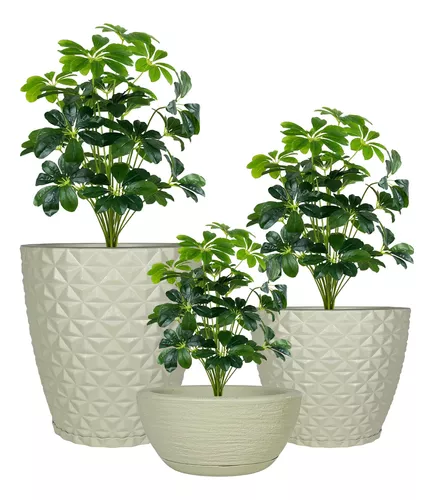 Kit 3 Vaso De Planta Decoração Coluna Bojo Bacia Prato Mesa