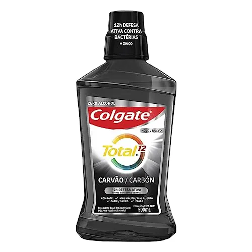 [Rec/+por - R$8,34]Colgate Enxaguante Bucal Multibenefício Total 12 Carvão Ativado 500Ml