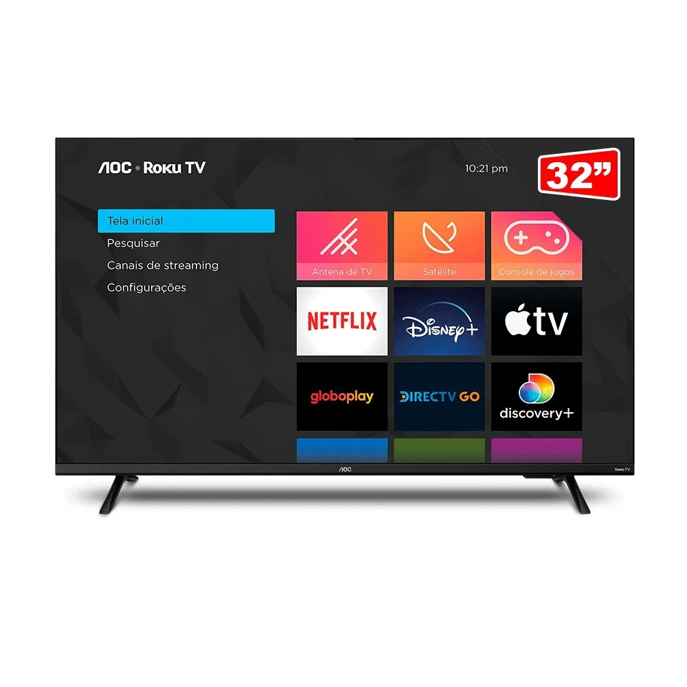 Smart Tv LED Hd 32 Polegadas AOC Sistema Roku TV Wi-Fi HDMI