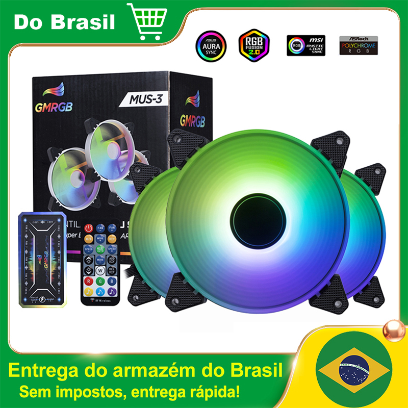 [DO BRASIL] (Moedas 2,89) Kit 3 Fans 120Mm Argb