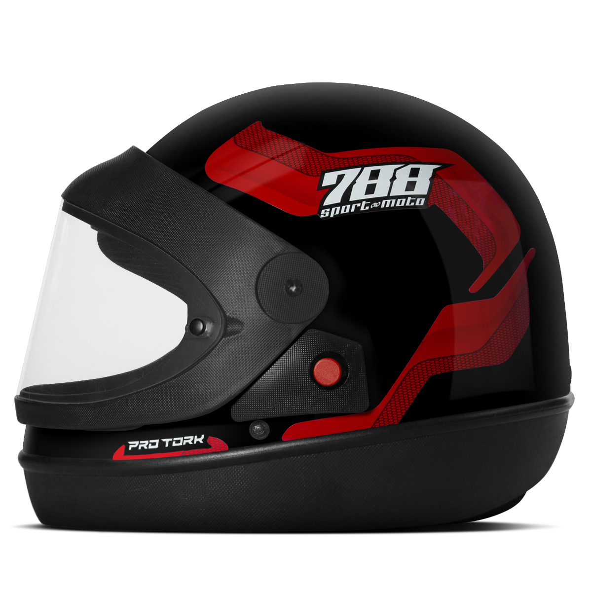 Capacete Fechado Pro Tork Sport Moto 788 COR/PRETO - VERMELHO TAMANHOS 56/58/60