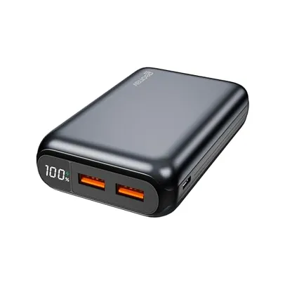 Geonav Power Bank, Carregador Portátil 20.000mAh, USB-A (até 18W) + USB-C (até 20W), Cinza espacial