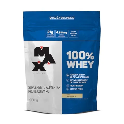 [REC 89,90][REC+Missão 69,90] 100% Whey Refil (900G) - Baunilha - Max Titanium