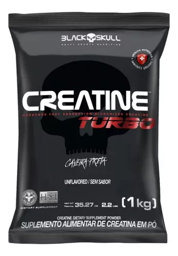 Suplemento em Pò Creatina Turbo Refil 1kg Black Skull Without flavor Sabor Sem sabor