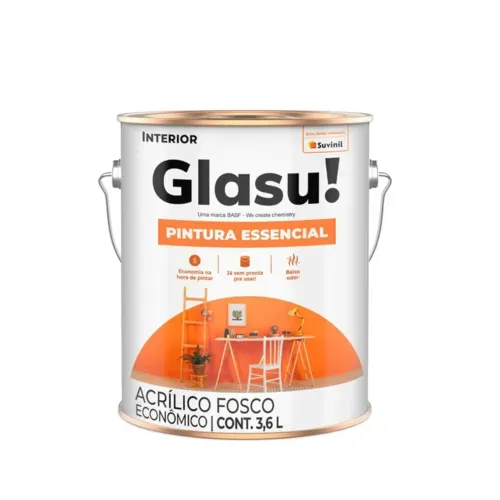 Tinta Latex Acrílico Pintura Essencial Fosco 3,6L Branco Neve Glasu Suvinil