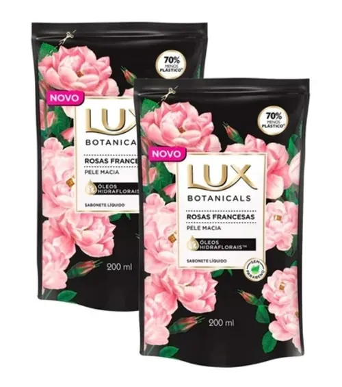 Kit 2 Sabonete Líquido Lux Botanicals Rosas Francesas Refil 200ml