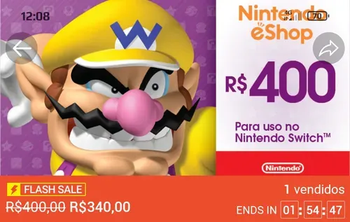 [APP] GIFT CARD NINTENDO R$400