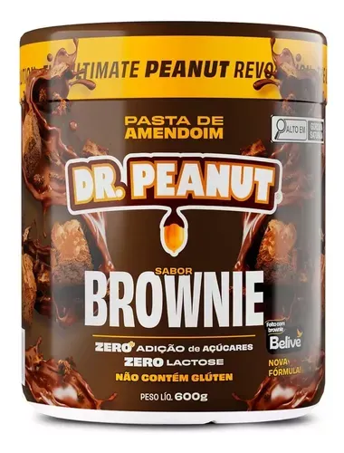 Pasta De Amendoim Com Whey Protein - 600g - Dr. Peanut Sabor Brownie