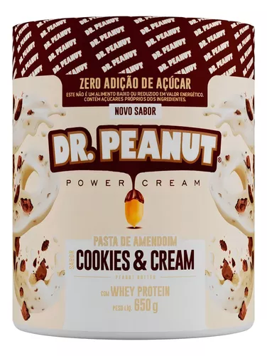 Dr. Peanut Gourmet Power Pasta de Amendoim com Whey Protein sabor Cookies and Cream - *650g*