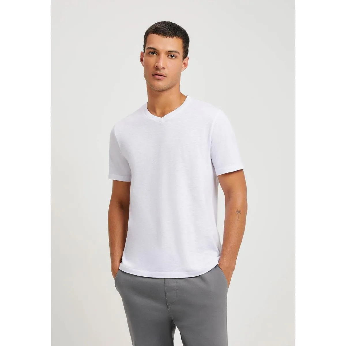 Camiseta Básica Hering Slim Em Flamê Masculina - Tamanho P M G