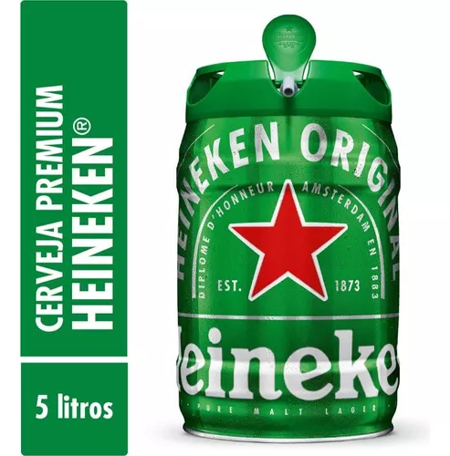 Cerveja Heineken premium barril 5L (3 unidades)