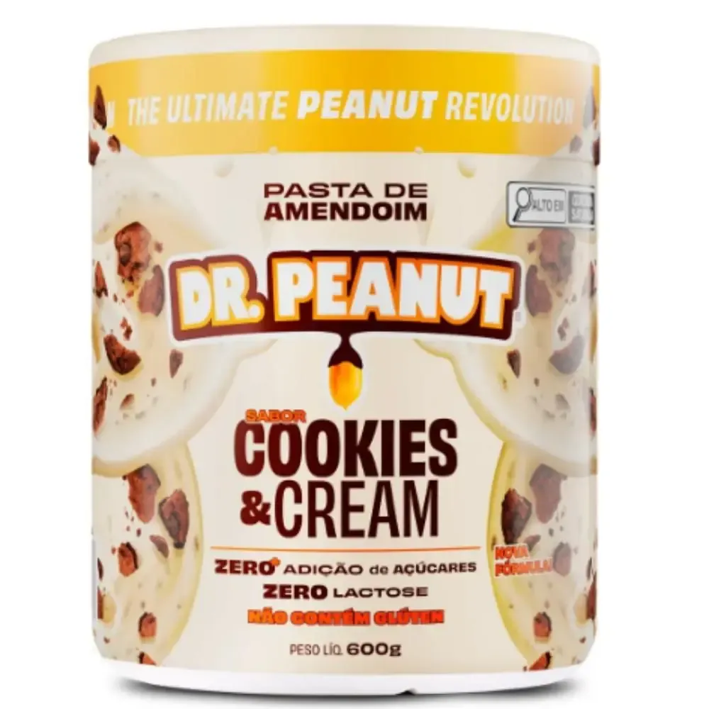 Pasta de Amendoim Sabor Cookies & Cream - Com Whey Protein 600g - Dr Peanut