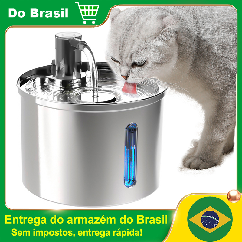 [Do Brasil] Bebedouro de aço inoxidável para gatos Newpet