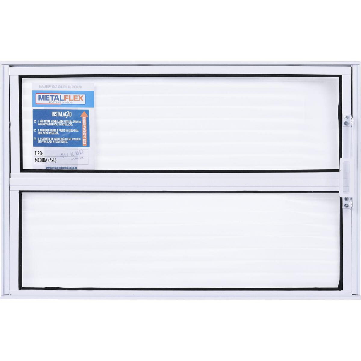 Vitrô Basculante Canelado Em Alumínio Branca 40X60Cm Metalflex