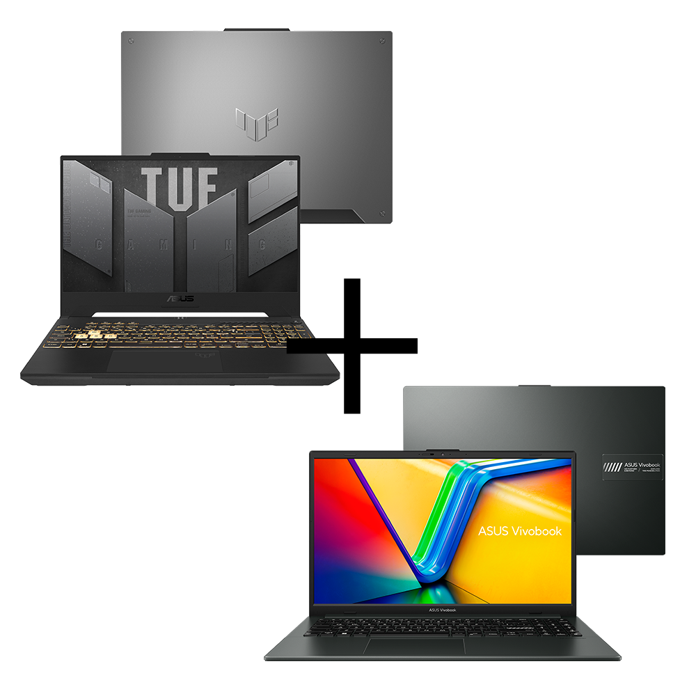 Notebook ASUS TUF Gaming F15 FX507ZC4-HN100 Mecha Gray + Notebook ASUS Vivobook Go 15 E1504FA-NJ1291 Mixed Black