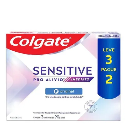 Pasta de Dente Colgate Sensitive Pro Alívio Imediato Original 3 unidades de 90g