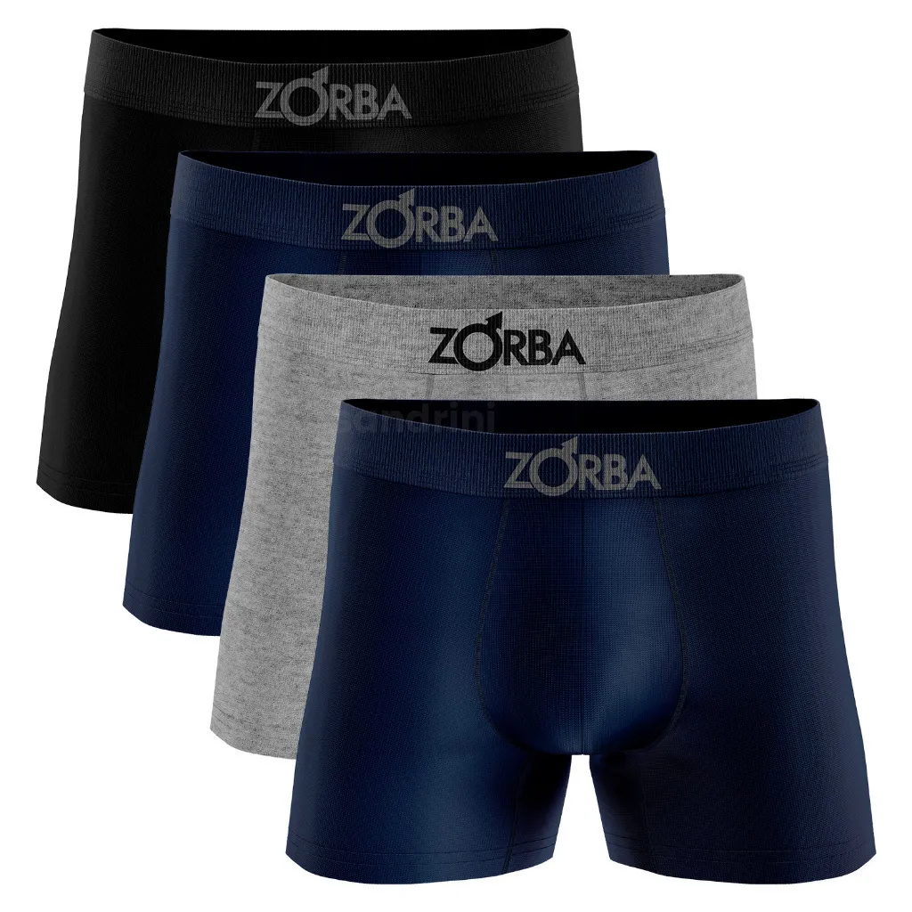 ￼Kit 4 Cuecas Zorba Boxer Sem Costura Masculinas + 3 Pares Meias Promoção