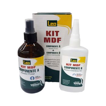 Kit MDF Acelerador de 190ml e Adesivo de 100g Leo