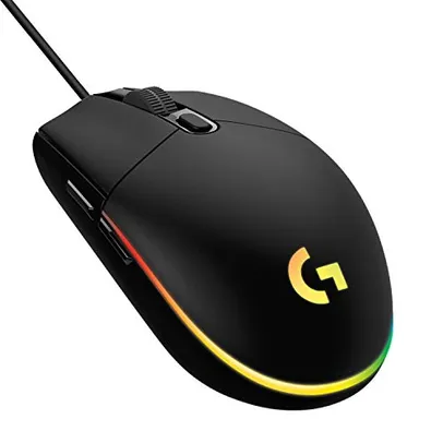 (Missão 79,00) Mouse Gamer Logitech G203 LIGHTSYNC RGB, Efeito de Ondas de Cores, 6 Botões Programáveis e Até 8.000 DPI - Preto