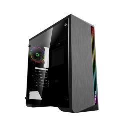 Gabinete Gamer Midi Tower Frontal Fita Led 1 Lateral Vidro Temperado Preto Shine G517 Gamemax