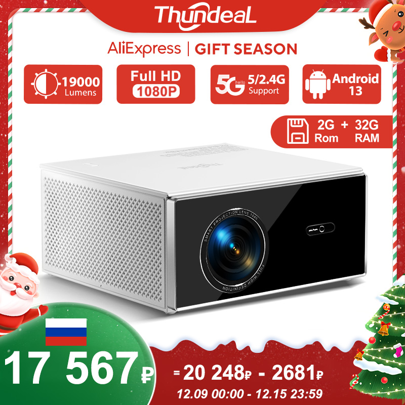 [Envio do Brasil] Projetor ThundeaL TDA7W Wi-Fi com Android e Espelhamento de Tela, 1920x1080p roda 4k, 19000 Lumens