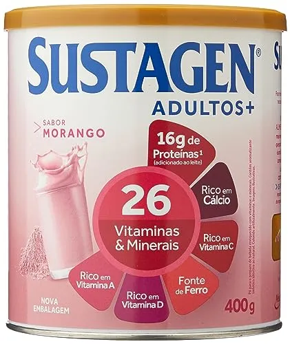 [Rec] Complemento Alimentar Sustagen N&E Adultos+ Sabor Morango - Lata 400g