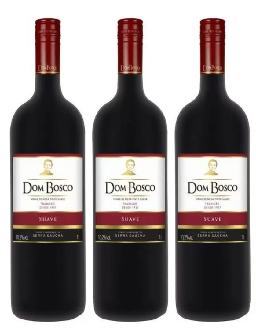 KIT VINHO DOM BOSCO TINTO SUAVE 1L 3UN