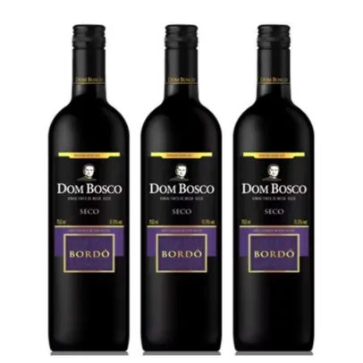 KIT 3 unidades VINHO BORDO SECO DOM BOSCO 750ML