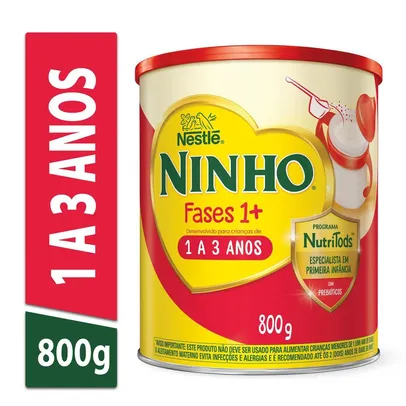 [Leve 3 unid. por R$ 95,55] Fórmula Infantil Ninho Fases 1+ Nestlé 1 a 3 anos 800g