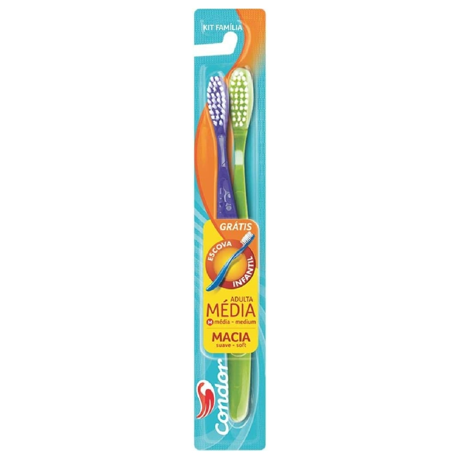 Escova Dental Condor Adulta Media Gratis Escova Infantil