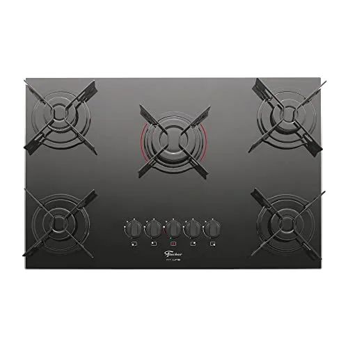 (Missão R$365,66)FISCHER COOKTOP À GÁS 5 BOCAS FIT LINE MESA VIDRO PRETO BIVOLT - 26343-57174