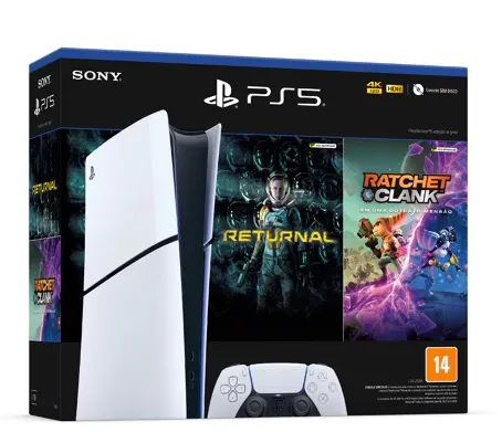 Console PS5 Slim 1TB Digital Edition + 2 Jogos - Branco