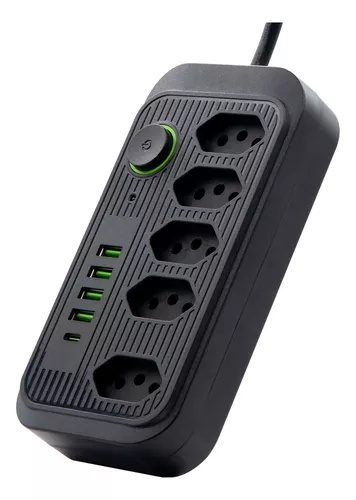 Extensão 5 Tomadas E 4 Usb 1 Pd Led Bivolt Power 110v/220v