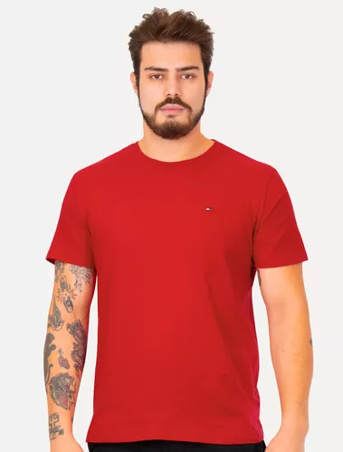 Camiseta Tommy Hilfiger Masculina Essential Cotton Vermelha Tam P