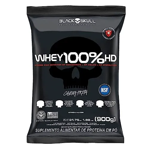 [R$49 Cupom Missão/ Rec] Refil Whey 100% Hd Chocolate 900G, Black Skull