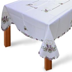 Toalha de Mesa Quadrada 220x220cm Natal 401 Branco/Lilás