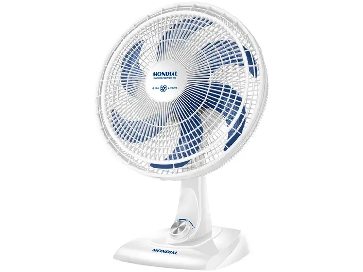 Ventilador de Mesa Mondial Super Power VSP-40-W 40cm 6 Pás 3 Velocidades Branco e Azul