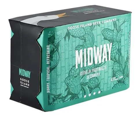 (REC) (R$33,27/ Levando 2) Pack de Cerveja Goose Island Midway LT Sleek 350ml, 8 Unidades