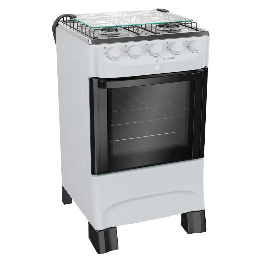 Fogão Mueller Mfi4bb 4 Bocas Automático Mesa De Inox Forno 48,1L - Branco - Bivolt