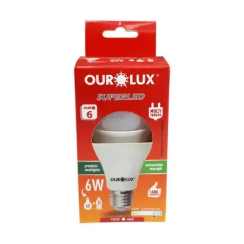 Lâmpada por 1 real superled 6w biv 6500k cx ourolux