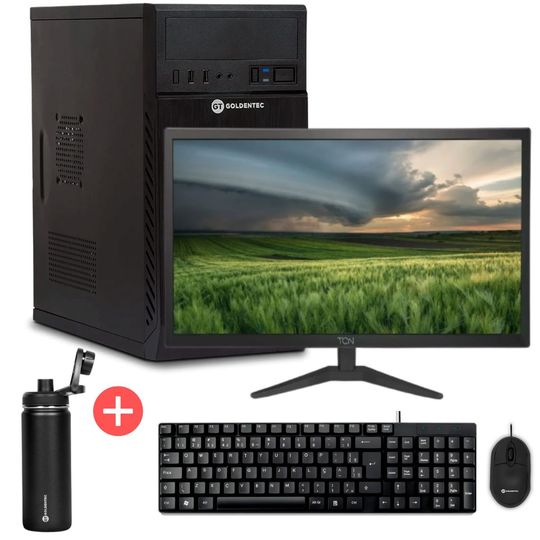 PC Completo I5, 4GB, SSD 240GB + Monitor Office 21,5" TCN LED Full HD Flat 5ms 60Hz + Teclado Slim + Mouse + Garrafa Térmica Inox 500ml | Goldentec