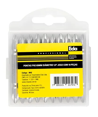 [Leve + Pague - R$14,33] Eda Profissional Pontas Duplas Phillips Ph2 65 Mm Cromo Vanádio Jogo Com 10 Peças Eda