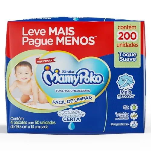 (REC) MamyPoko Lenços Umedecidos Toque Suave - 200 Unidades