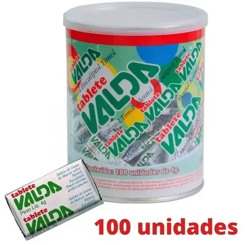 [R$0,66 cada] Pastilhas Valda Chiclete Tablete Classic Com Mentol Eucaliptol E Timol – 100 Unidades