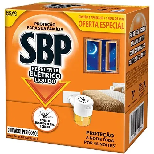 [REC/+ POR - R$8,69] SBP Repelente Elétrico Líquido 45 Noites Novo Aparelho + Refil