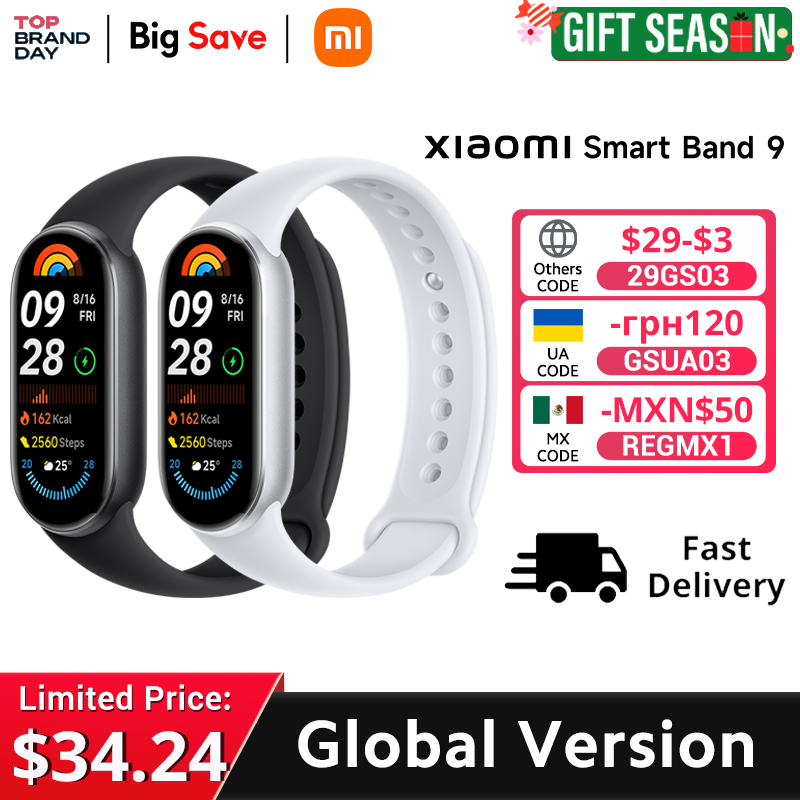 [Com Taxa] Xiaomi Smart Band 9: AMOLED, 21 dias, esportes e sono + 2 Películas