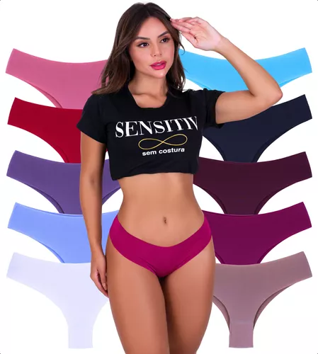 Kit Com 10 Calcinhas Tanga Sem Costura Corte Laser Atacado